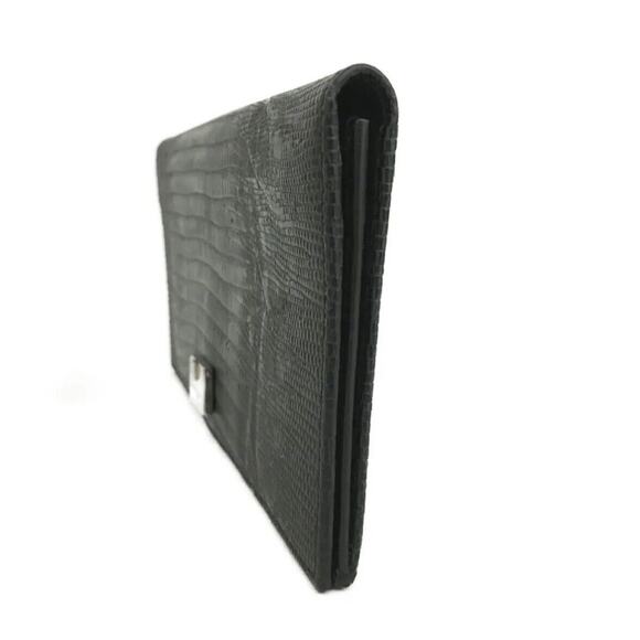 Salvatore Ferragamo Black Embossed Leather Long Bifold Wallet EUC - Picture 2 of 8